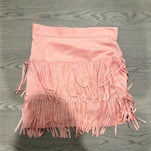 Altar'd State Pink Fringe Mini Skirt